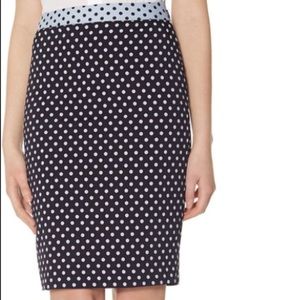 THE LIMITED size 0 blue polka dot pencil skirt